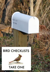 Sandy Creek mailbox with bird list