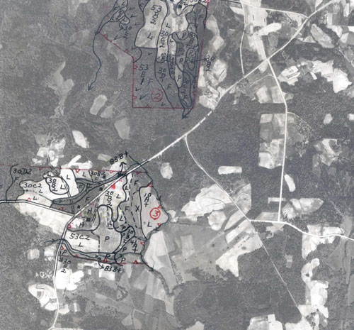 1938 aerial photo of Hollow Rock area